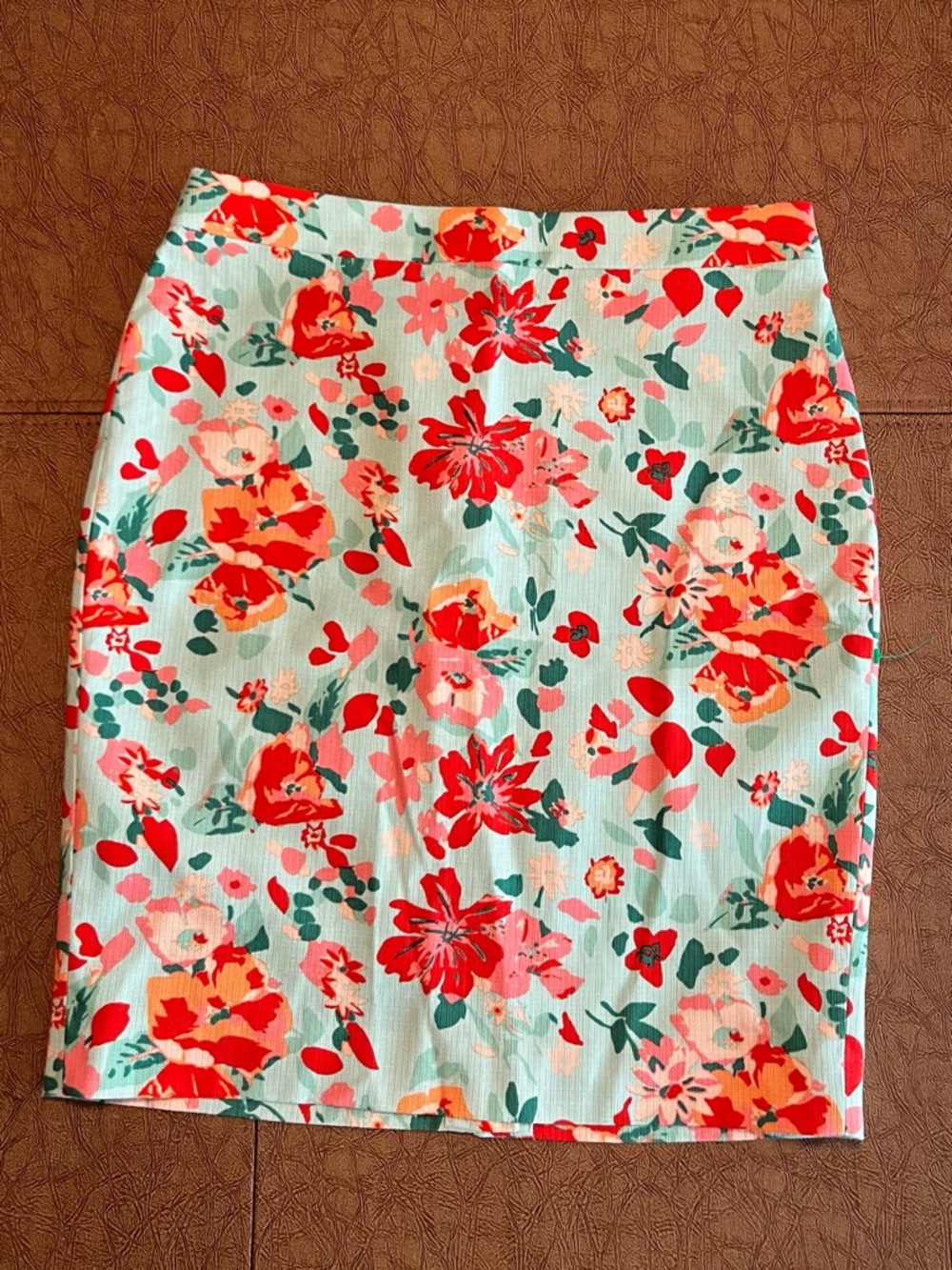 NWT J Crew Aqua Floral Pencil Skirt - Textured Cotton - Lined - Size 6